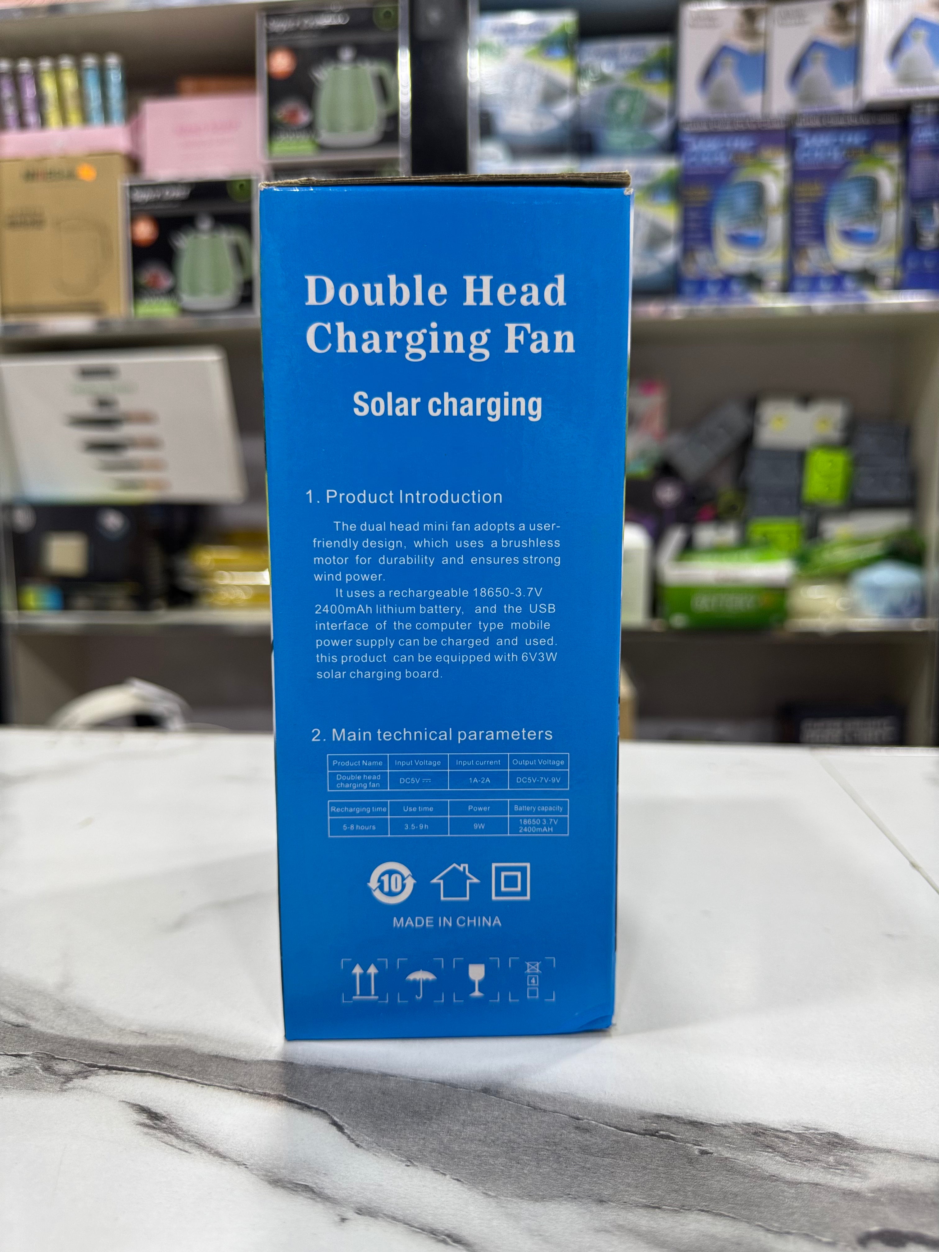 Double Head Solar Charging Fan