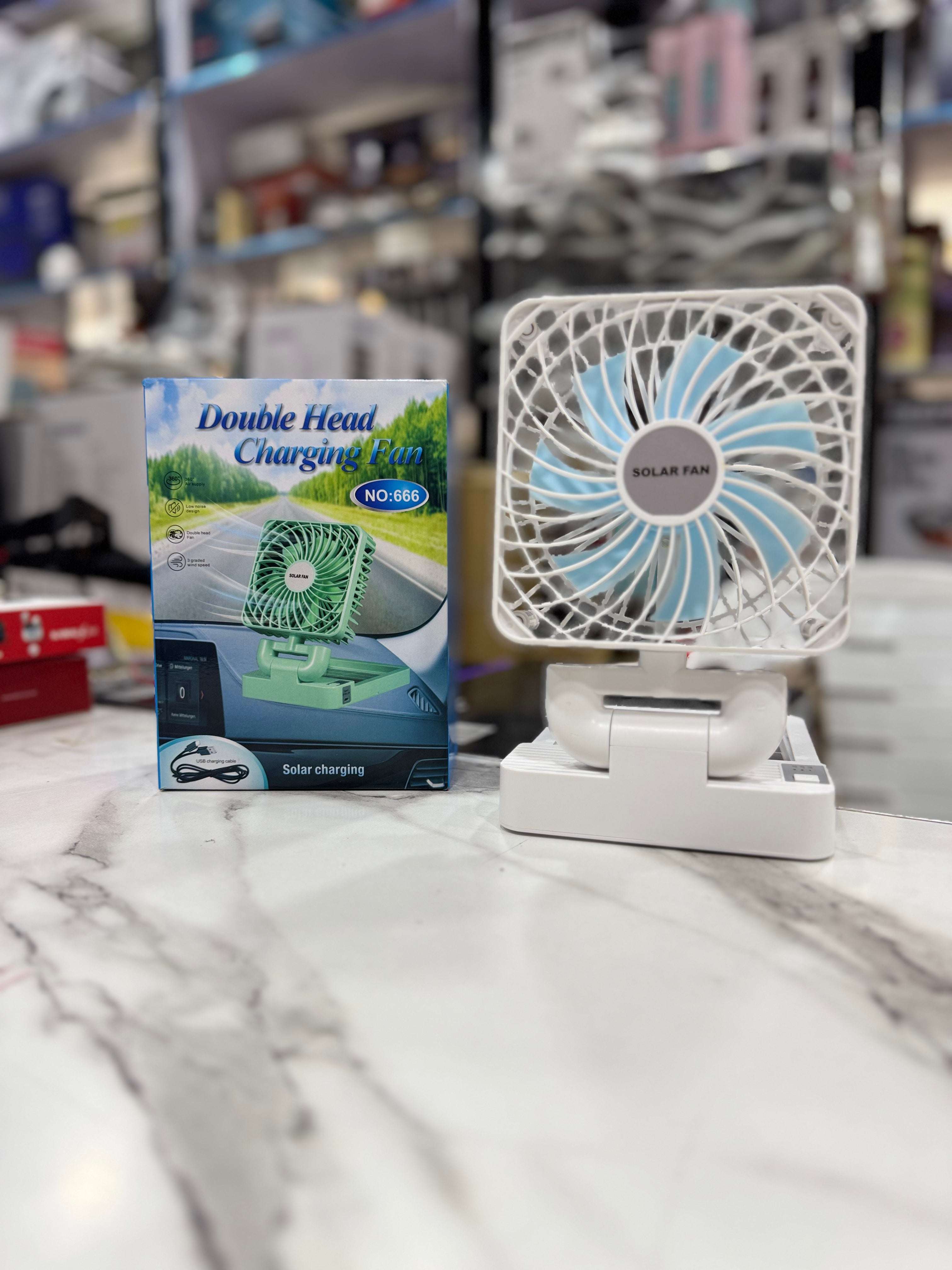 Double Head Solar Charging Fan