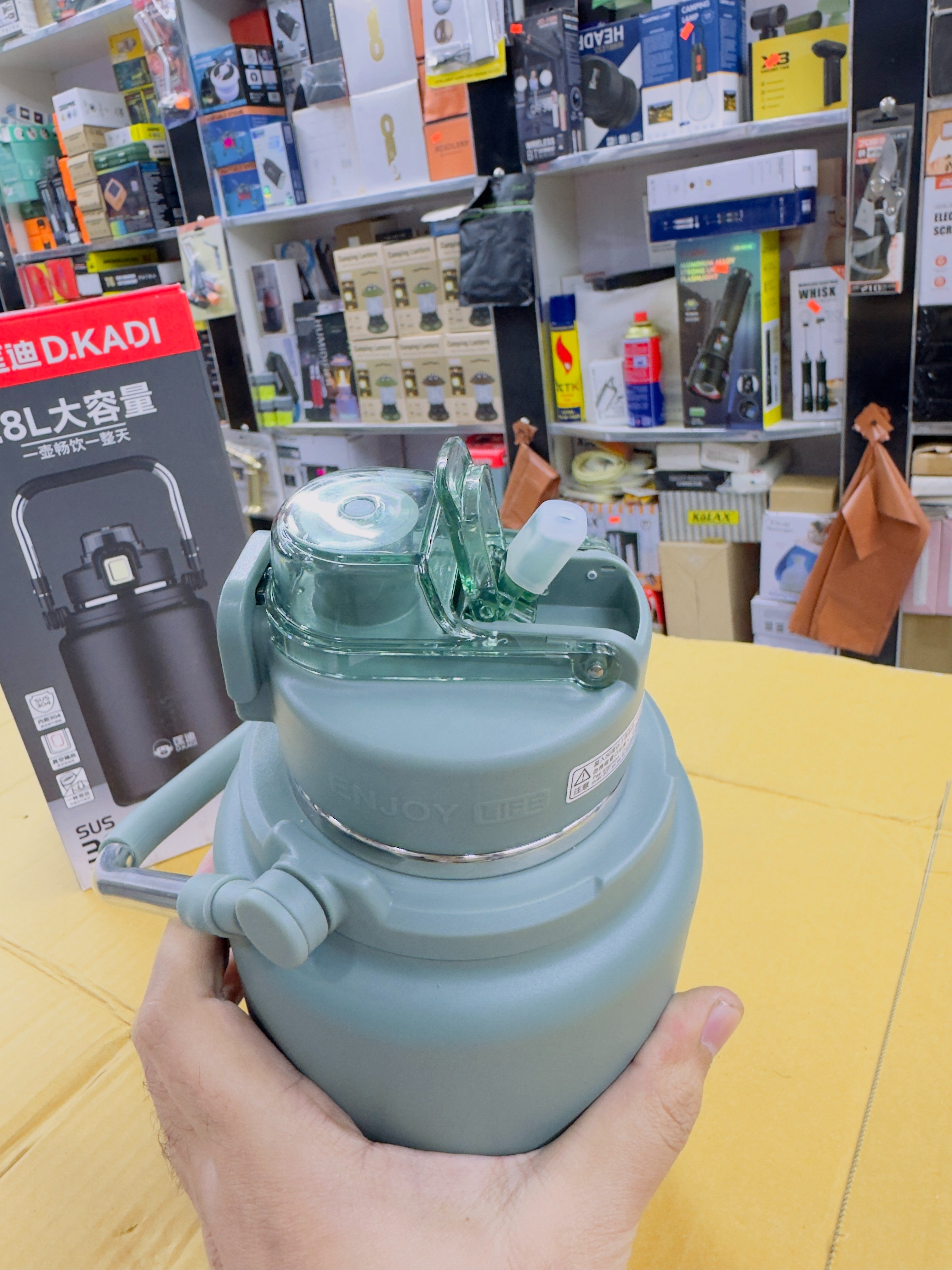 D.Kadi 1.8L Double Straw Water Bottle