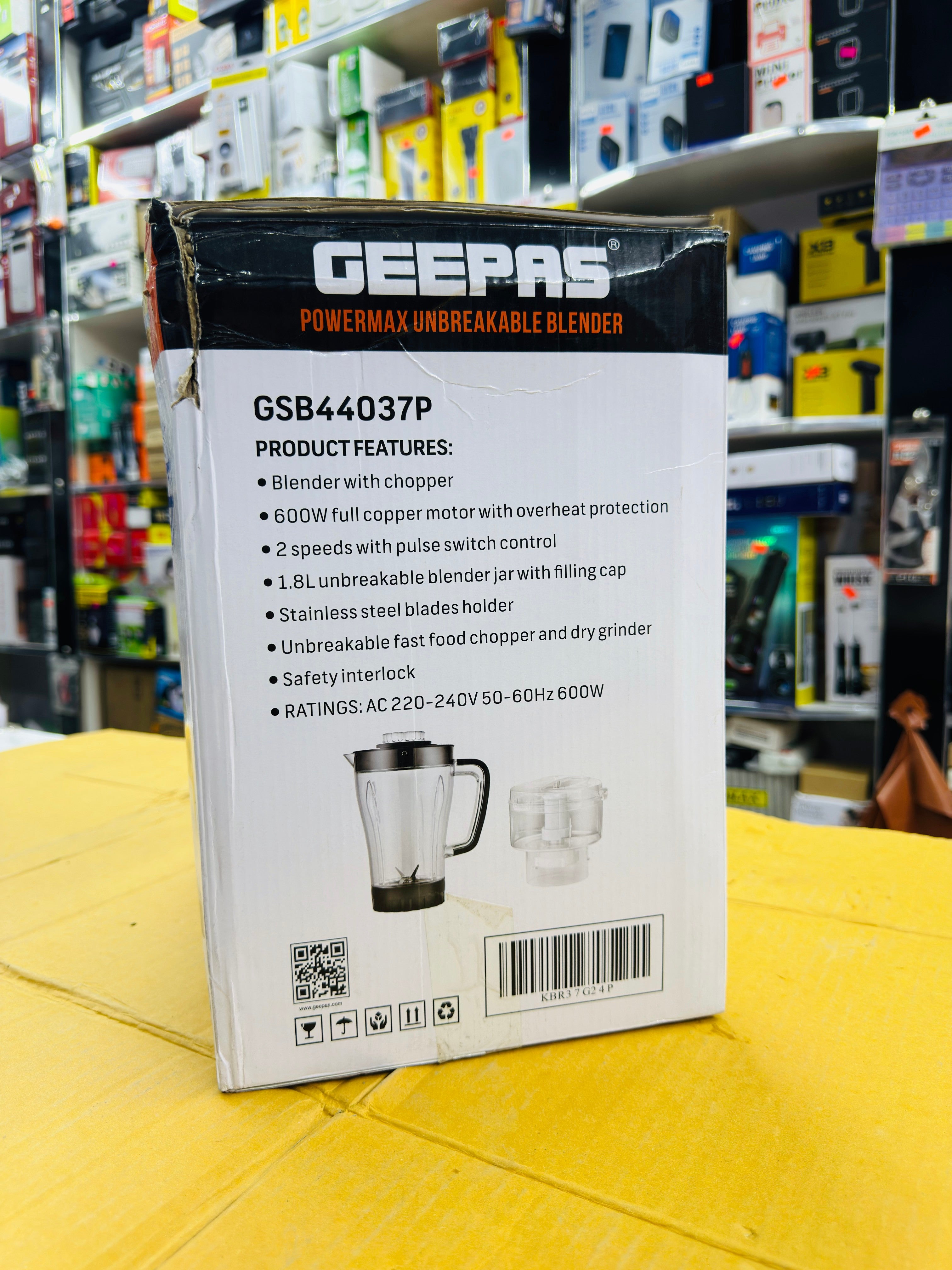 Geepas Power Max Unbreakable Blender 600W GSB44037P