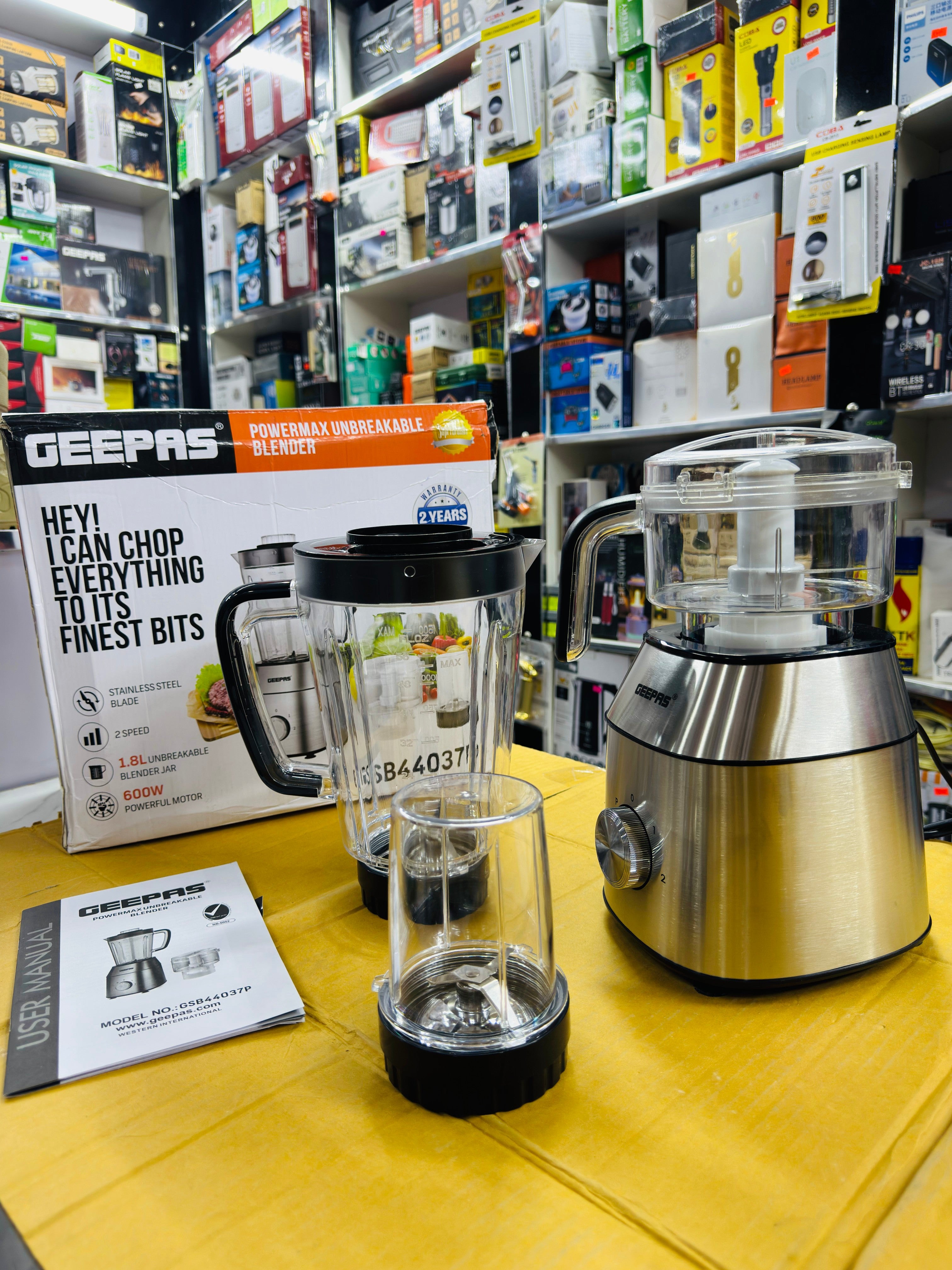 Geepas Power Max Unbreakable Blender 600W GSB44037P