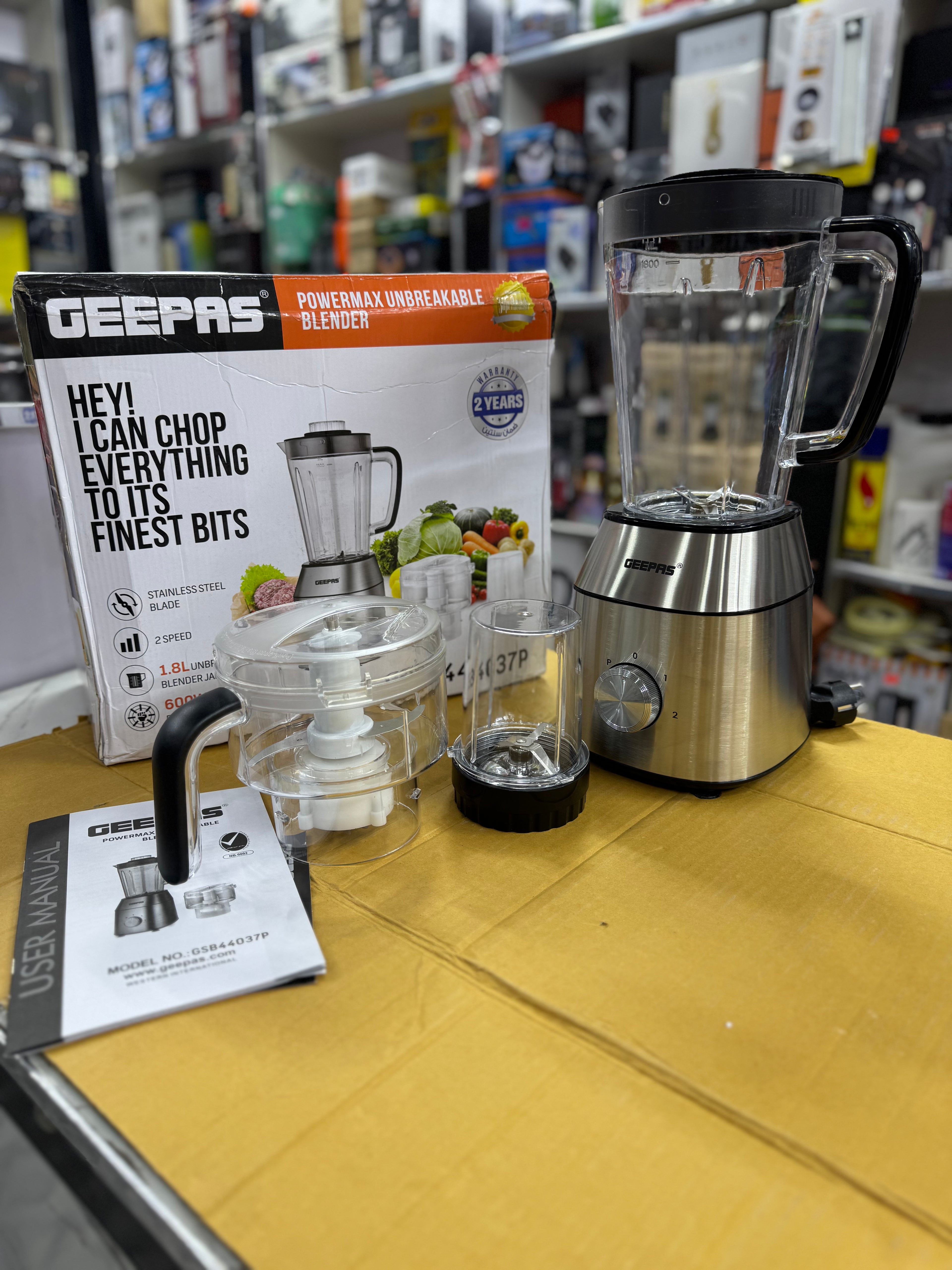 Geepas Power Max Unbreakable Blender 600W GSB44037P