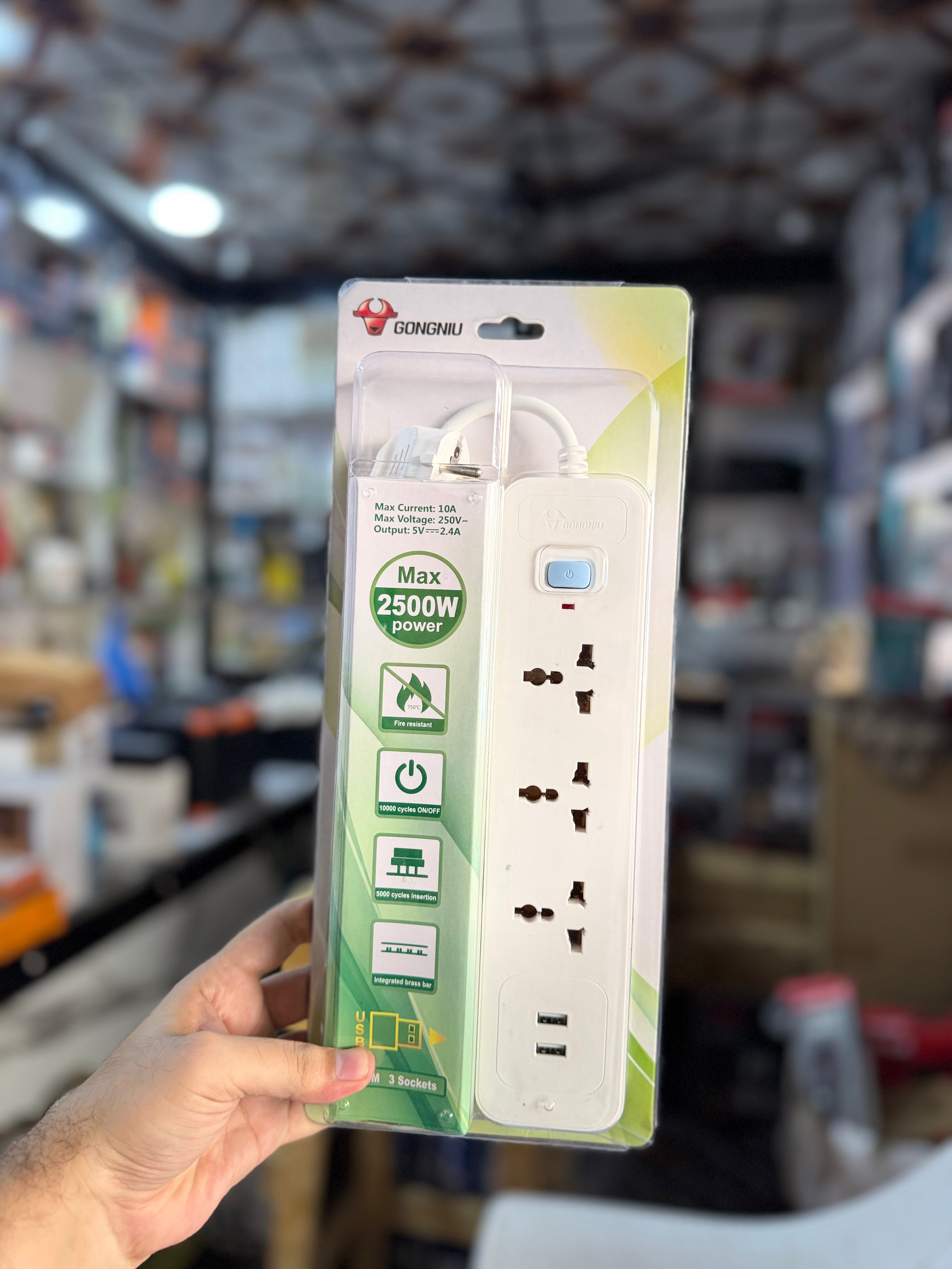 Gongniu 3 Ways Extension Board With 2 Usb Ports